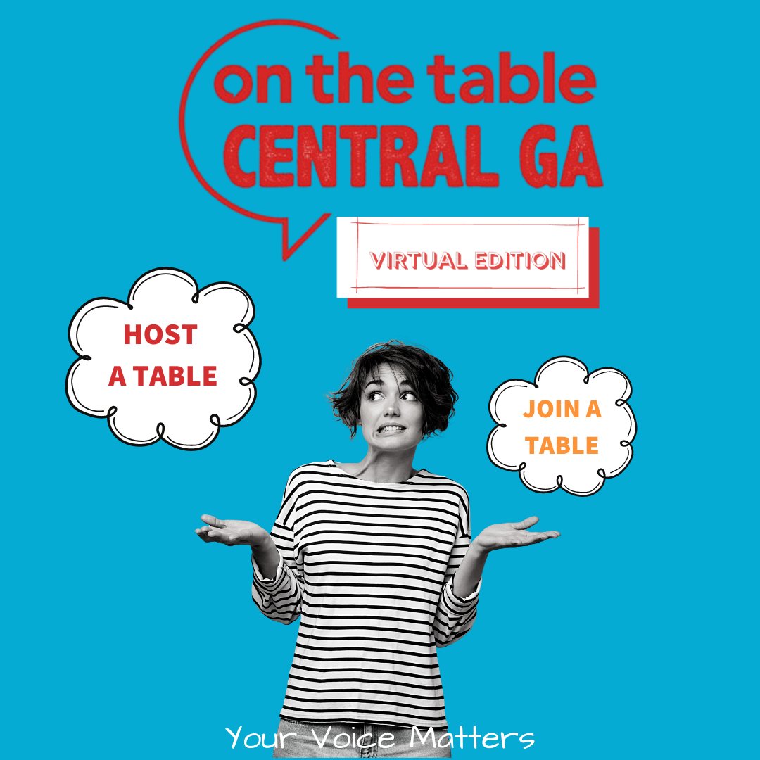 CFCGA's tweet photo. Hello friends!

There is still time to register to host to host a table. Deadline is tomorrow 5:00pm

We're also inviting you to lend your voice to the conversation. Visit https://t.co/Zm9k0nbwWc to join.
#onthetablemacon #onthetablemilly #onthetablecentralga #yourvoicematters https://t.co/dBQFafbrNr