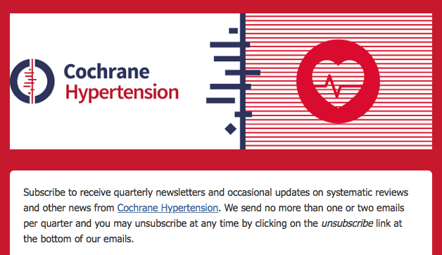 CochraneHTN's tweet photo. Subscribe to our Cochrane HTN newsletter and receive updates on our publications, priority-setting activities, training materials and events!
Sign up here: https://t.co/5GHj5fNlAc
#hypertension #HTNEvidence #CochraneEvidence https://t.co/yIisfuHGJO