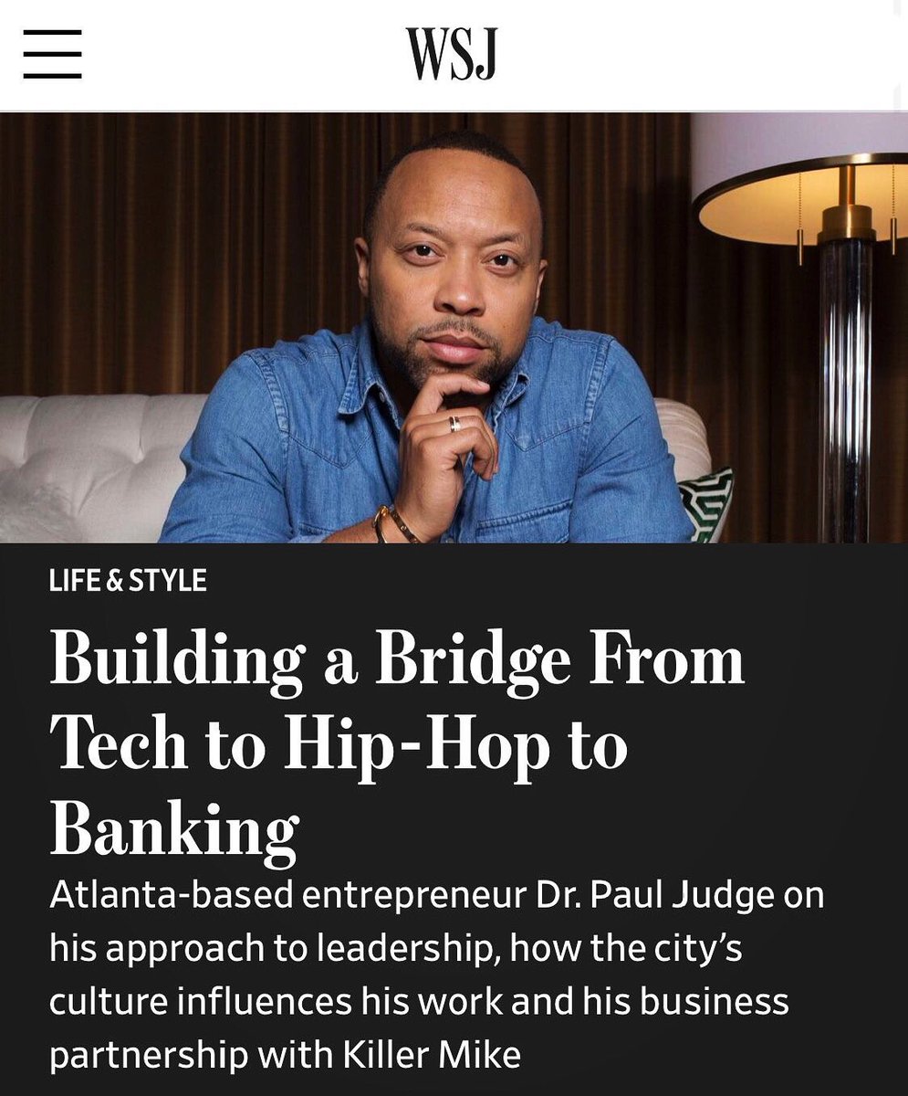 divine4thletter's tweet photo. My guy @pauljudge featured in @WSJ making power moves with @A3C and @KillerMike with @bankgreenwood!!! Salute KING!!! ๐ฅ๐ฅ๐ฅ ๐๐พ๐ค
#WallStreetJournal #A3CFestival #KillerMike #BankGreenwood https://t.co/ClFOew2zcF