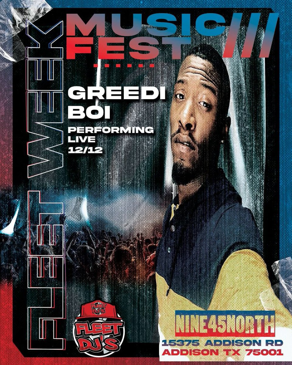 kidphunkadelic's tweet photo. ‼️Performing Live @greediboi
.
The Texas Fleet Week Music Fest 2020
By the @TexasFleetDjs.
.
Enter for your chance to win $300 PLUS MUCH MORE 🤯
.
8th Annual Texas Fleet Week &amp; Toy Drive
Dallas Tx
.
#FleetDjs #TexasFleetDjs #FleetWeek2020 #ToyDrive #Dallas #Houston #austin https://t.co/4HzcmxxKkr