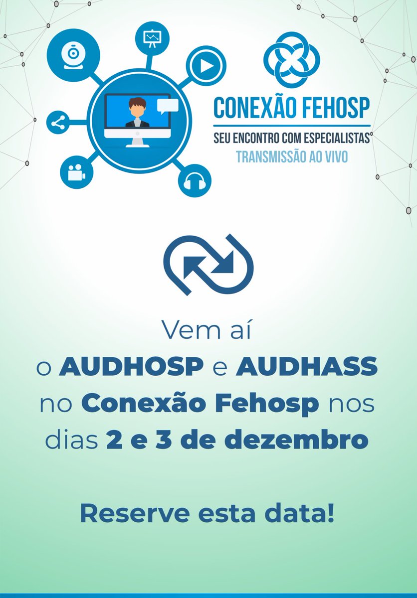fehosp's tweet photo. Em breve, mais informações. Acompanhe! #audhosp #audhass #conexaofehosp #fehosp https://t.co/DDonKAvkwh
