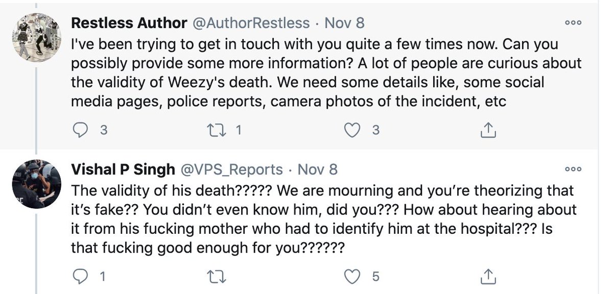 On Twitter,  @VPS_Reports publicly attacked those asking questions as well.