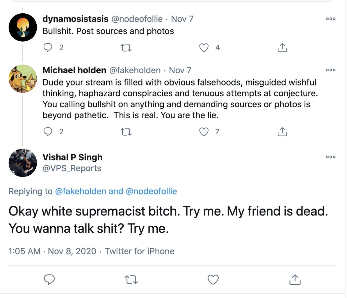 On Twitter,  @VPS_Reports publicly attacked those asking questions as well.