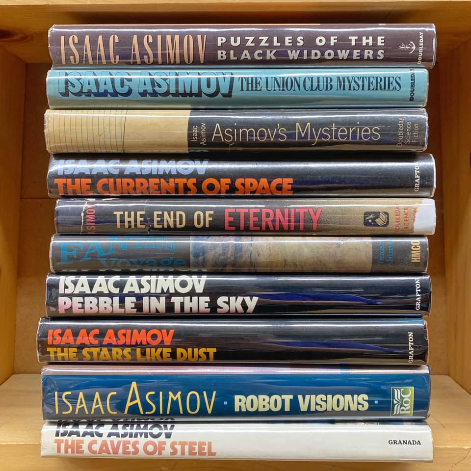 AtticBooksCA's tweet photo. Here is a peek at some of the Asimov titles that just came in, fiction & non-fiction.
Fun factoid: Asimov was so prolific that his books span all major categories of the Dewey Decimal Classification except for category 100, philosophy and psychology. Yay! #booklore https://t.co/ZyQUkGSzmo