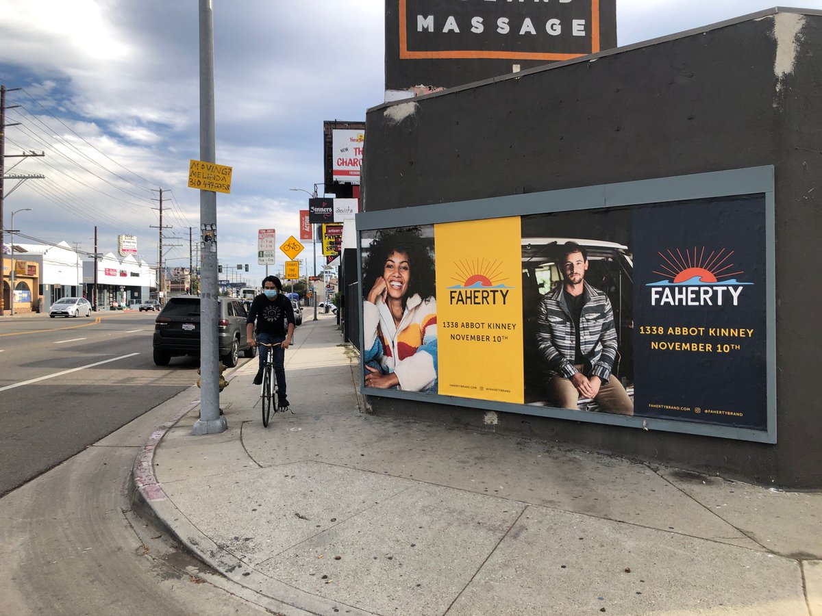 pjxmedia's tweet photo. With their grand opening in Venice Beach today, it doesn't matter if you're out for a bike ride or having a relaxing sit, #Faherty has got you covered...literally!

#OOH #FahertyBrand https://t.co/TTIfoxT1ZK
