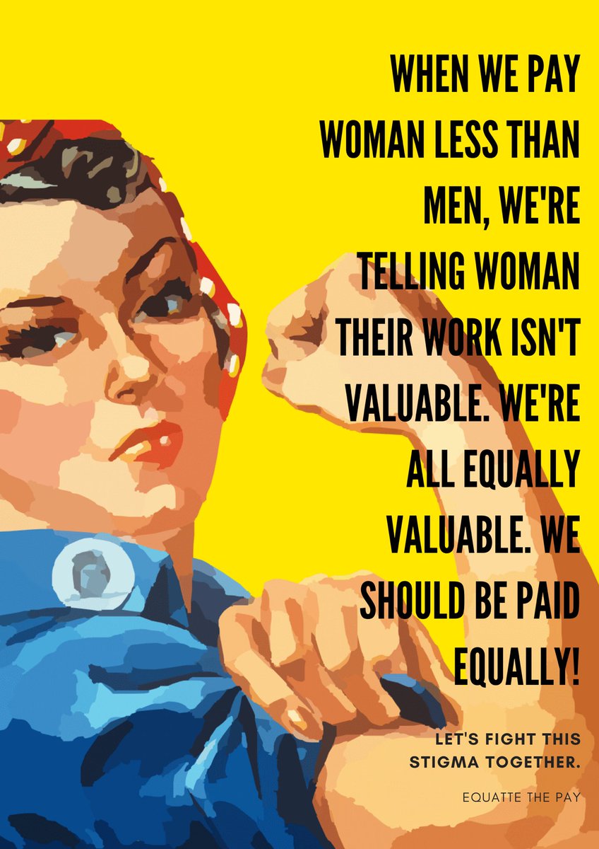 When both genders go through the same amount of education, when both genders are equipped with talents and skills, BOTH are EQUALLY valuable and important on workplaces. Why are women still being paid lesser than the pay of men? 

#EndTheStereotype
#EquateThePay