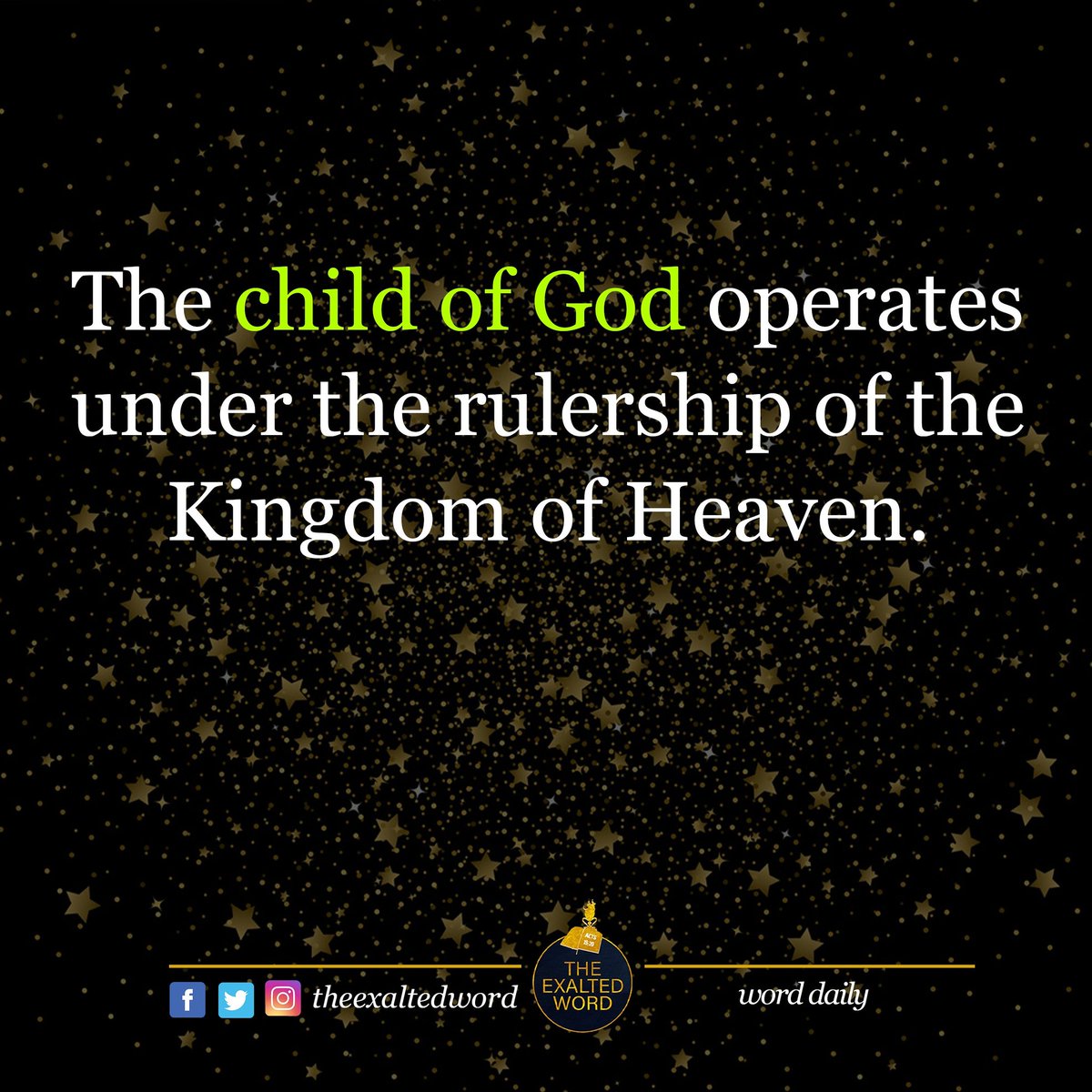 TheExaltedWord's tweet photo. The child of God operates under the rulership of the Kingdom of Heaven
#TheExaltedWord https://t.co/H0HYXmEQFu