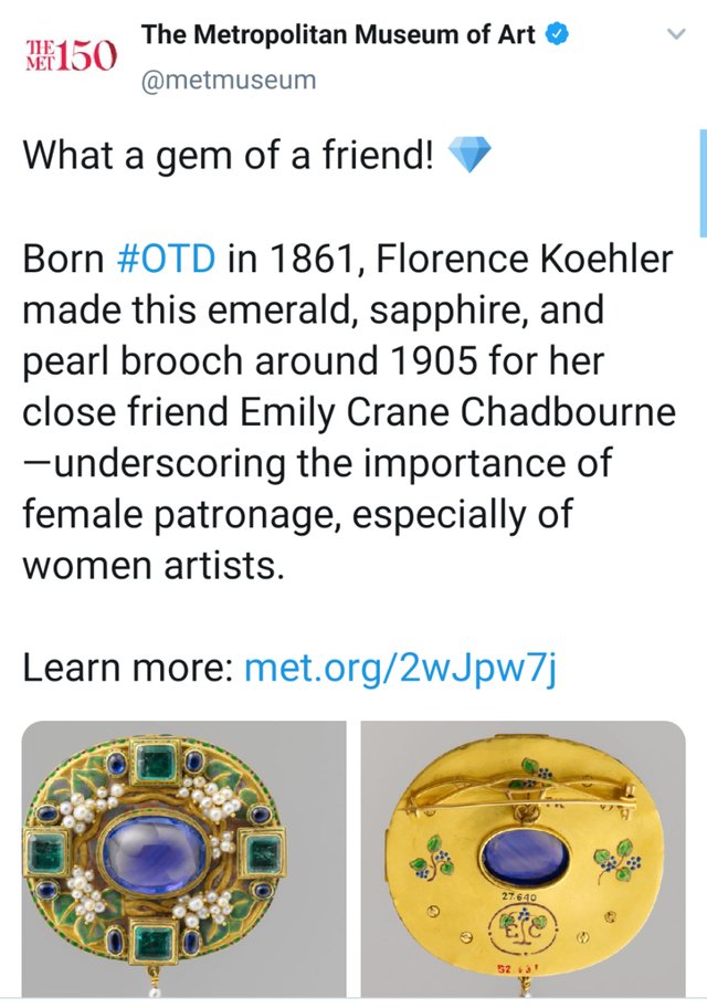 Emily Crane Chadbourne was in a relationship with a woman for a long period of her life, and Emily and Florence lived together for a time after Florence divorced her husband, and the brooch has both her and Emily's initials engraved on it. But, yeah, just good pals!