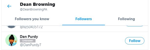 a deeper dive into “dan purdy” reveals it used to be a different alternate accounts used by dean (allegedly) to argue nastier points than he would prefer to make on his main account with his real name