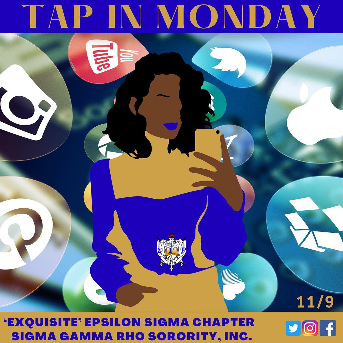 ESigma_Sgrho's tweet photo. Foundersโ Week - Celebrating 98 years of Sisterhood, Service and Scholarship. -
TAP IN MONDAY
#ESig1937 #SigmaGammaRho #SGRho #SGRhoTurns98 #SigmaSWR #sgrhoupdates #SGRhoSWRegion #LeadingWithLove
#SuperSWR https://t.co/kazkQwTo7G