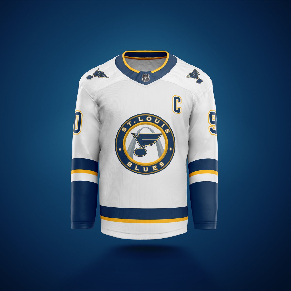 Closer to the direction I would have gone in for the reverse retro jerseys. Do you like these mockups better than the red one? #stlblues