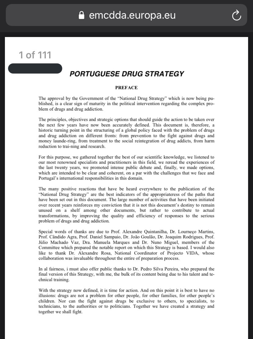 While “the drug strategy” in Portugal, goes further in depth & has followup prevention. The Portugal strategy is 111 pages, while measure 110 is a bill, and one page.