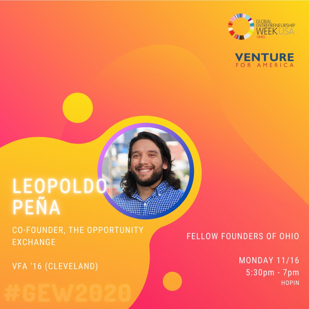 OpptyExchange's tweet photo. Come here Leo speak at #GEW2020!

The event will be a great chance for entrepreneurs in Ohio to forge new relationships, learn new skills, and discover innovative ways to launch and scale their ventures. Join us from Nov. 16th to 22nd. Learn more at https://t.co/jj03oMyduF. https://t.co/DhbyFuYP3p