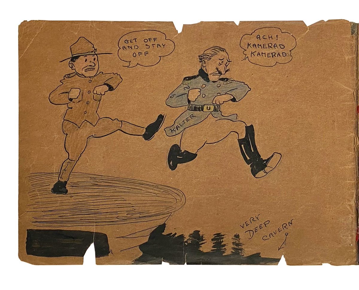 ToonVintage's tweet photo. Walt Disney's sketchbook — drawn while he was 17/18 years old and serving in World War I. The sketchbook contains some of Disney's earliest-known surviving drawings. https://t.co/SfROXaDO3A
