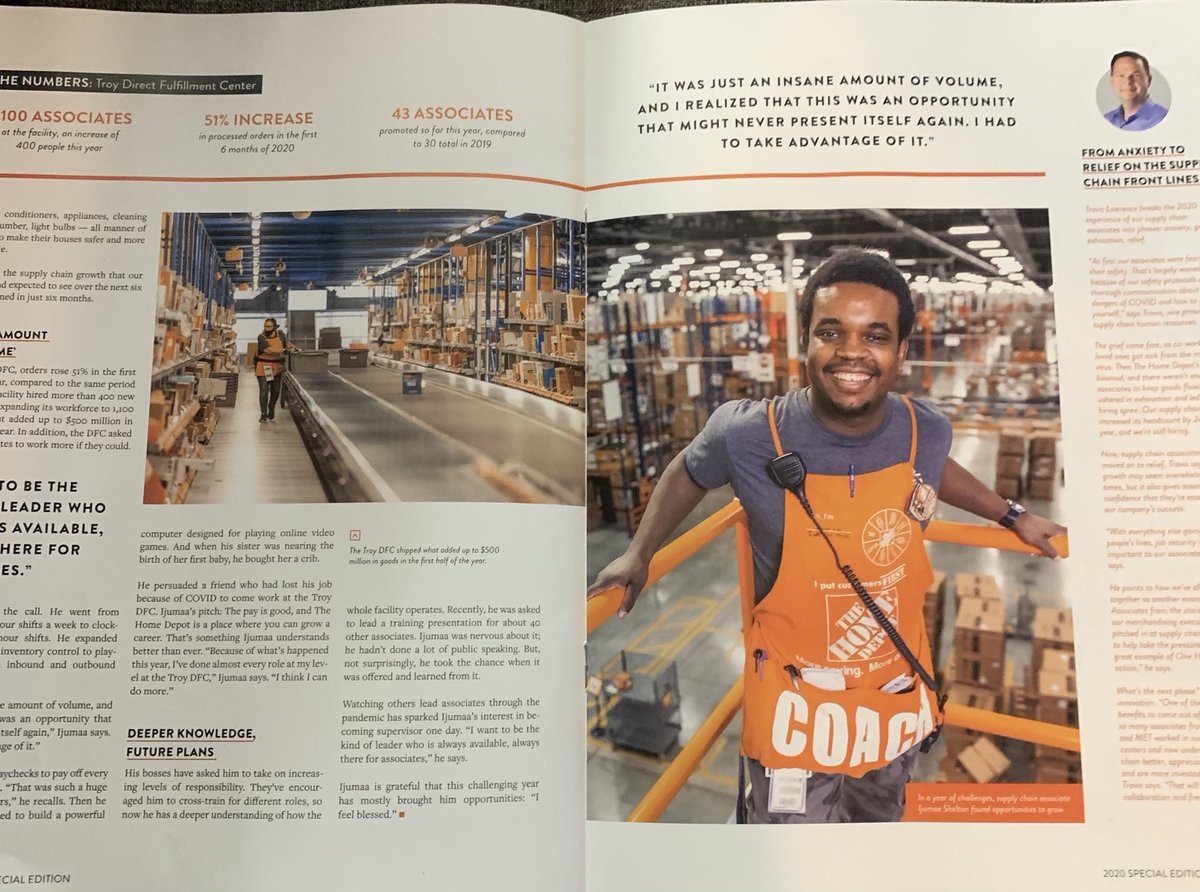 Savena_75's tweet photo. What a great story on one of the most positive associates I know and so deserving of this recognition! Go Ijumaa!! #orangemagazine ⁦@TroyDFC6707⁩ @JohnKossick⁩ ⁦@SMeyerTHD⁩ https://t.co/HYL0clHriq