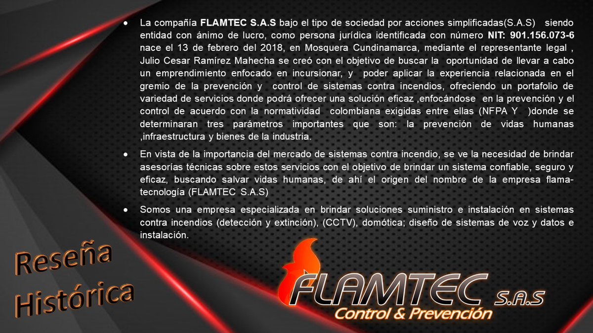 FlamtecS's tweet image. Conoce nuestra historia empresarial y origen de FLAMTEC SAS 🤓📖📚