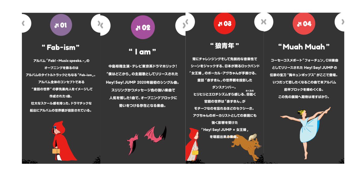 Reina Hey Say Jump アルバム Fab Music Speaks 全16曲 M01 Fab Ism M02 I Am M03 狼青年 M04 Muah Muah M05 千夜一夜 M06 Your Song M07 Jazzy Cut M08 Snow White M09