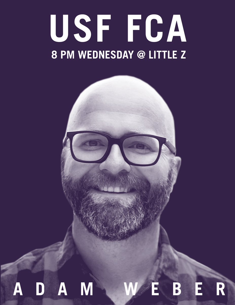 USFCougarFCA's tweet photo. @adamweber with Embrace Church will be speaking at FCA tomorrow night! All are welcome! Hope to see you all there!! https://t.co/tiZaDc0JpB