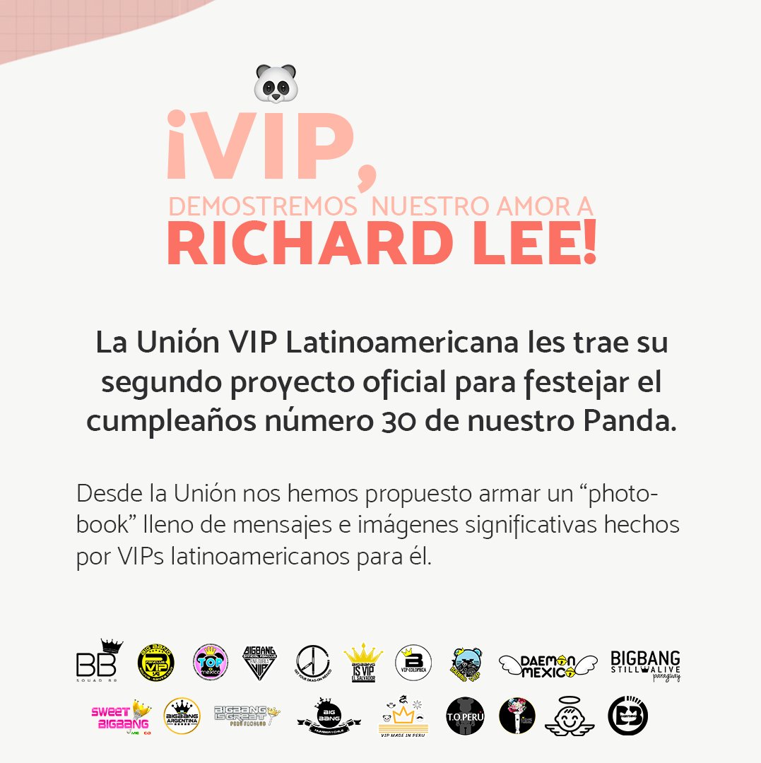 TOP_Peru's tweet photo. [🐼Still my Everything 🐼]
VIP🇵🇪 es el momento de celebrar el cumple de nuestro🐼. En conjunto con @vip_latam le enviaremos un photobook. Pueden mandar un msje en Español o Inglés,lo único que deben hacer es donar 10 soles,y enviar el msje a vipunionlatam@gmail.com. 
Más info👇👇 https://t.co/4WVWNZig7M