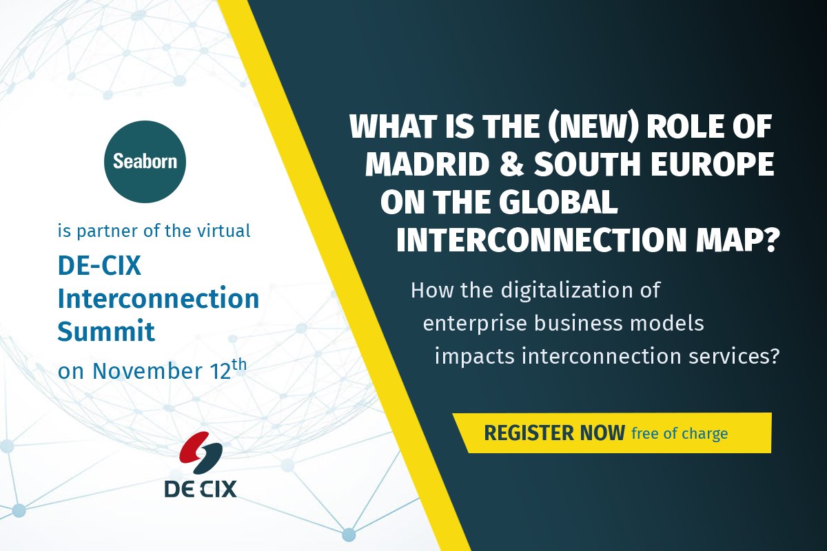 Seabornnetworks's tweet photo. @Seabornnetworks will be attending @DECIX Interconnection Summit on November 12th. Learn more about the upcoming virtual conference and add it to your schedule! → https://t.co/MMbDFgRqQ6 #DECIXSummit #interconnection #connectivity #webuildtheinternet https://t.co/5JR8ES4lTu