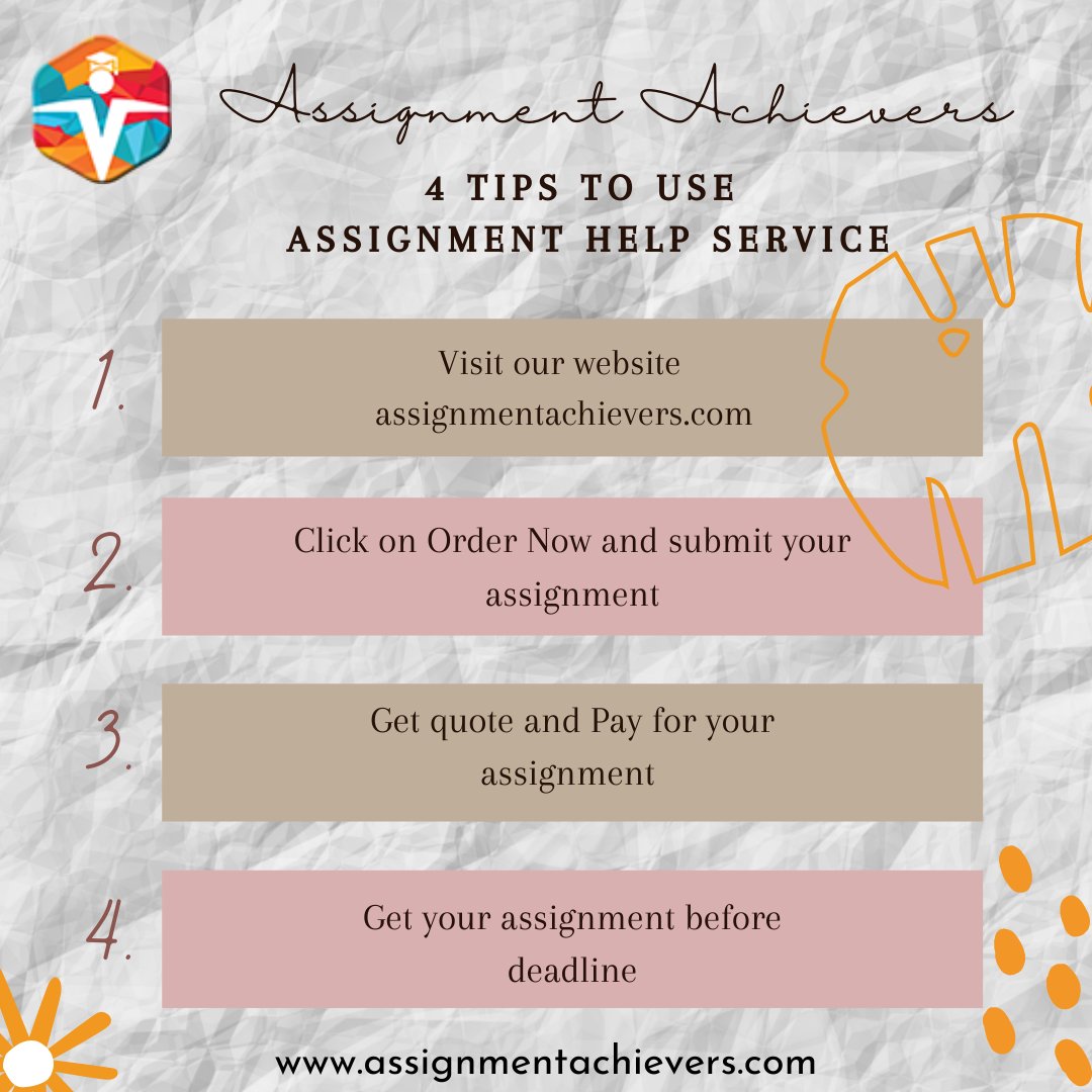 assignmenteam's tweet image. Choose the best and easier way to get a quality assignment on time with assured good grades. We have professional experts to help you with your assignments.
Order now: bit.ly/35fuBSW
#assignmentachievers #qualityassignmenthelp #urgentassignmenthelp #onlineassignmenthelp