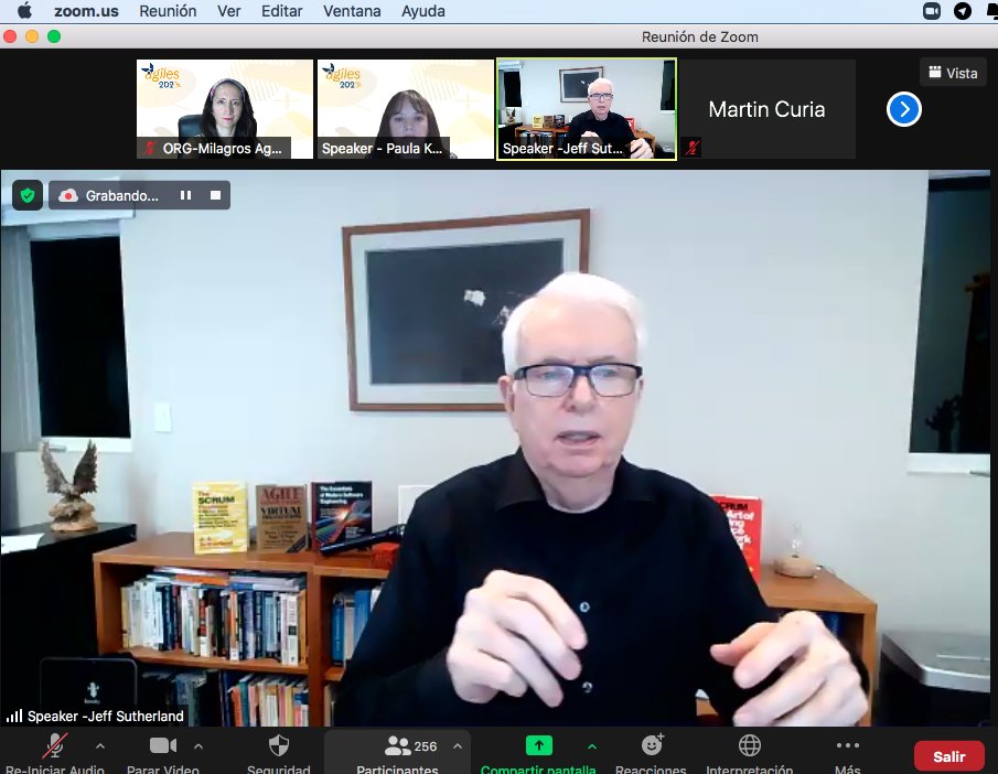 agilesla's tweet photo. Estamos en la entrevista de @jeffsutherland liderada por @paulakvedaras abordando el tema de Agilidad Organizacional en #Agiles2020
#agilesconecta #dia2 https://t.co/9Uy1BKMCX4