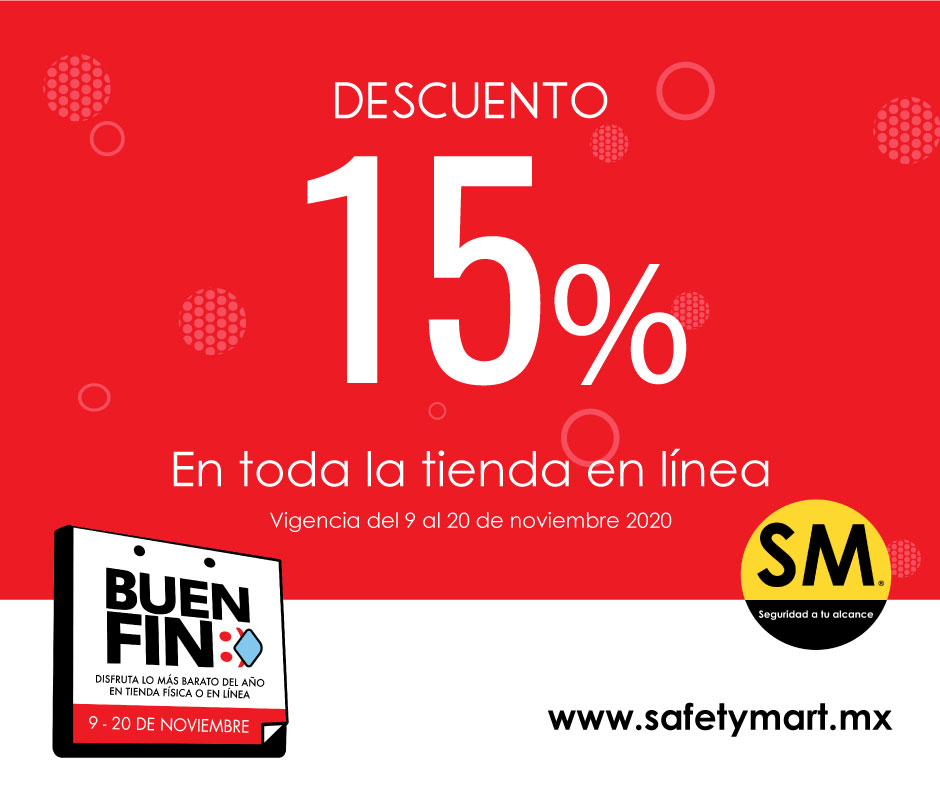 SafetyMartMX's tweet photo. Utiliza el #Cupón BUENFIN 😎 y obtén el 15% de #Descuento  🥳en todas tus compras en línea 👉 https://t.co/yPJUo5eZLi 🤩 #BuenFin #BuenFin2020 https://t.co/9UliqS6o9B