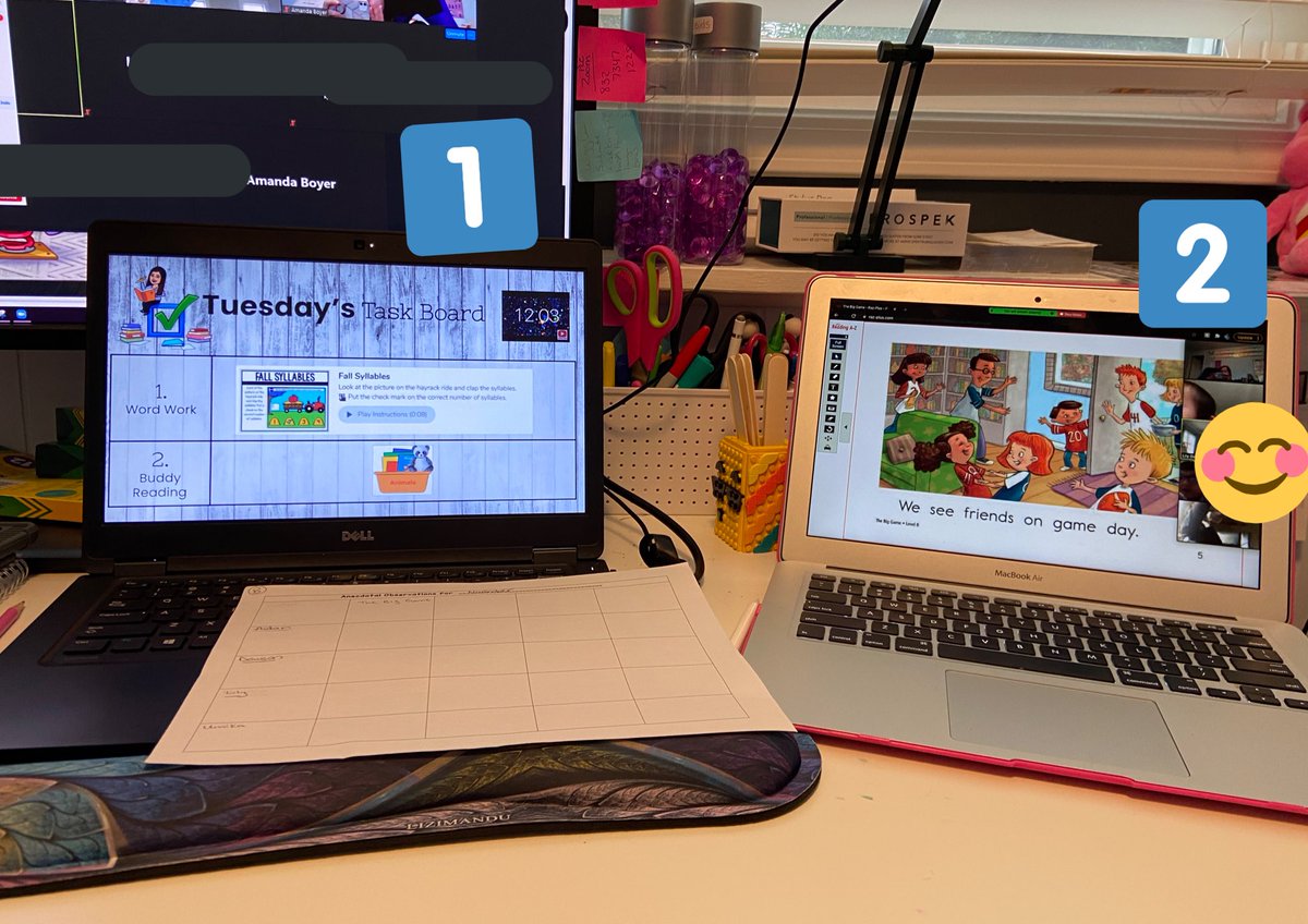 Always wanted to be in 2 places at once... not quite what I imagined! #boyerkindercubs are excited for small group reading & seeing their teacher everywhere! Now to remember to unmute in the right device!😂 @zoom_us #breakoutroomsforthewin #doinghardthings #weareSL @ReadingAZ