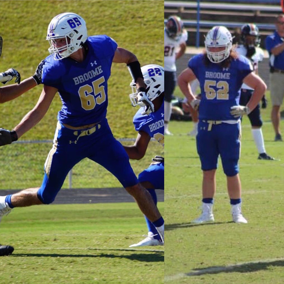 Congratulations to #65 Adam Comer  and #52 Dylan Spurlin on being selected the Pizza Inn/Cox Sports Broadcasting Broome Football Players of the Week! #coxsportbroadcasting