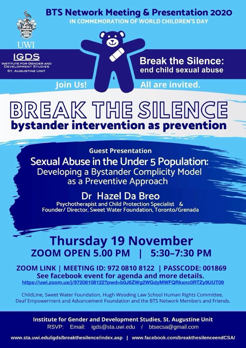 SweetWaterIntl's tweet photo. Dr. Hazel Da Breo is the featured speaker at the upcoming webinar “ Break the Silence: Bystander Intervention as Prevention” on Thursday 19th November hosted by @IGDS_SAU. 

Don’t forget to register: 
https://t.co/xIMFel11Xe https://t.co/eUGx72MFST