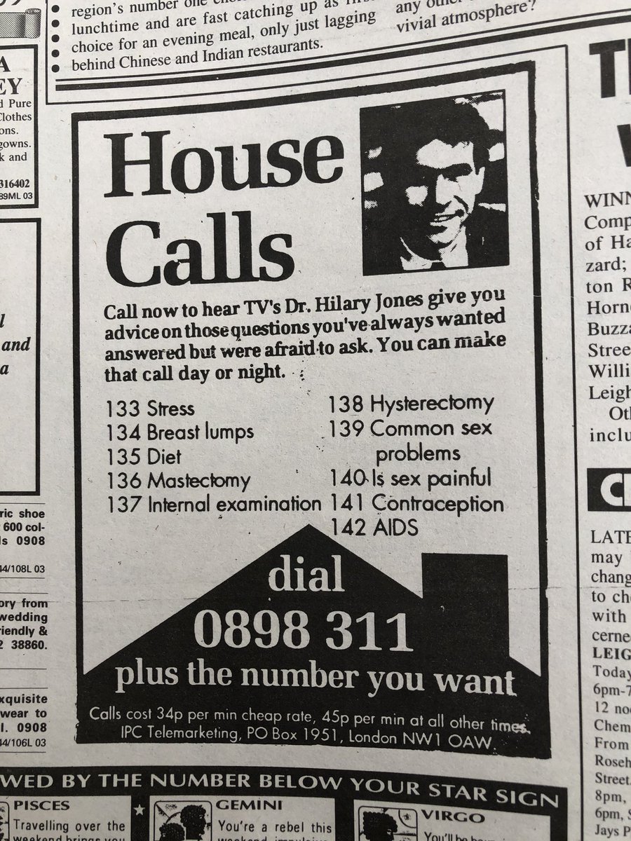 jon_brett's tweet photo. @GMB Hi Guys. Thought you might like this cutting from the Milton Keynes Citizen from 1992 when Dr Hilary was offering health tips via premium rate phone lines! https://t.co/pnQF3j5G1B
