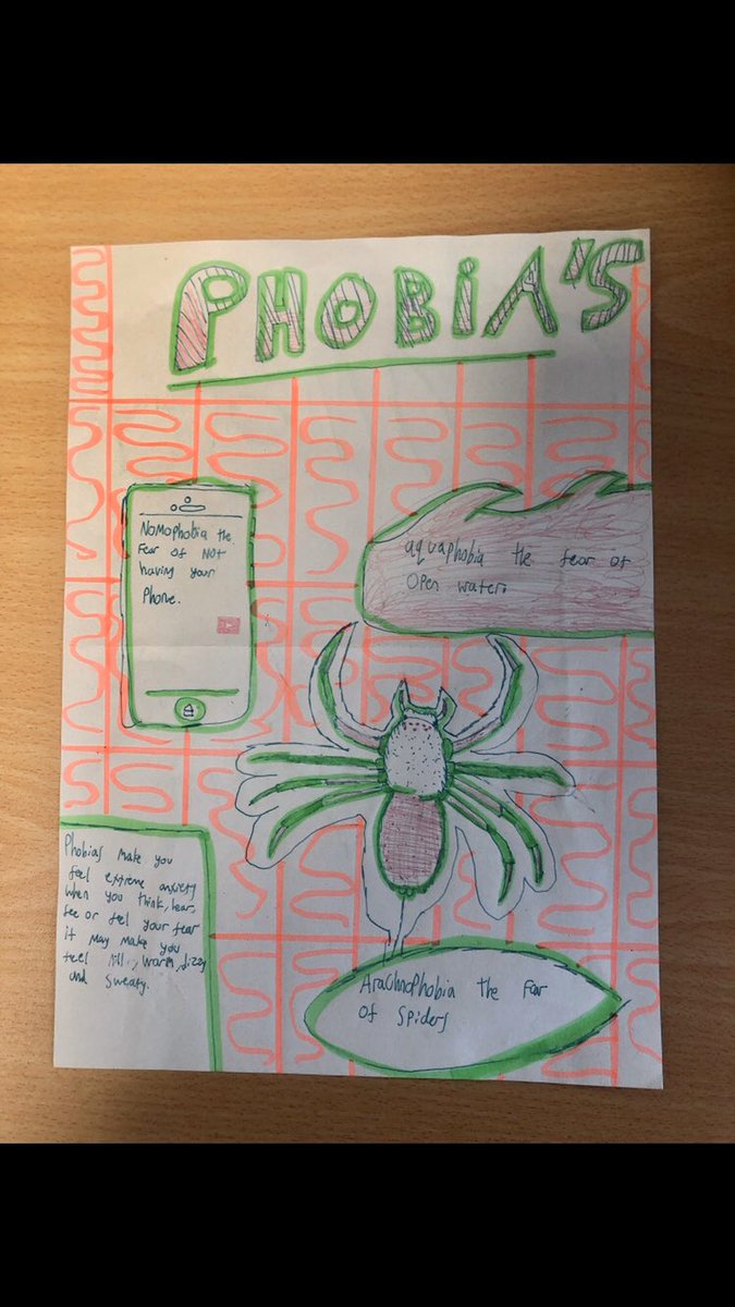 Some great work from S2 Psychology who have been learning all about phobias! 🕷🌊 <a href="/LHS_English/">Larbert High English</a>