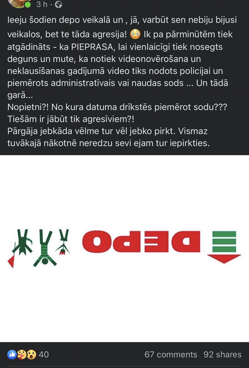 kasparsskincs's tweet photo. Tagad zināšu, ka Depo ir īstā vieta kur iepirkties - droša un darbinieki izturas atbildīgi pret notiektajām MK prasībām. Paldies maniem draugiem-dabajobiem no facebook. Jums arī iesaku Depo. https://t.co/c7zeZ6ZvCA