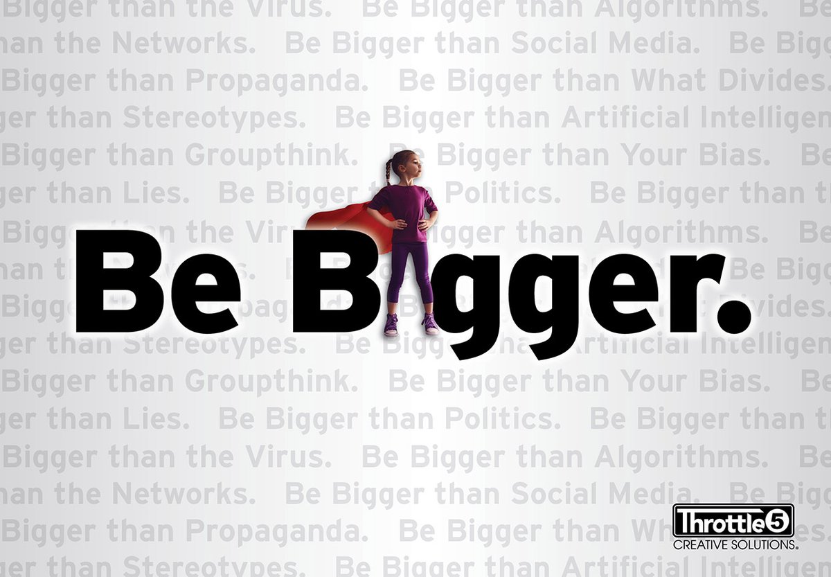 We have been taken on a roller coaster ride by those who should know better in 2020, all in the name of politics and power. The best advice that I can give to my kids is reflected in the image below. Be good to each other and just Be Bigger.
