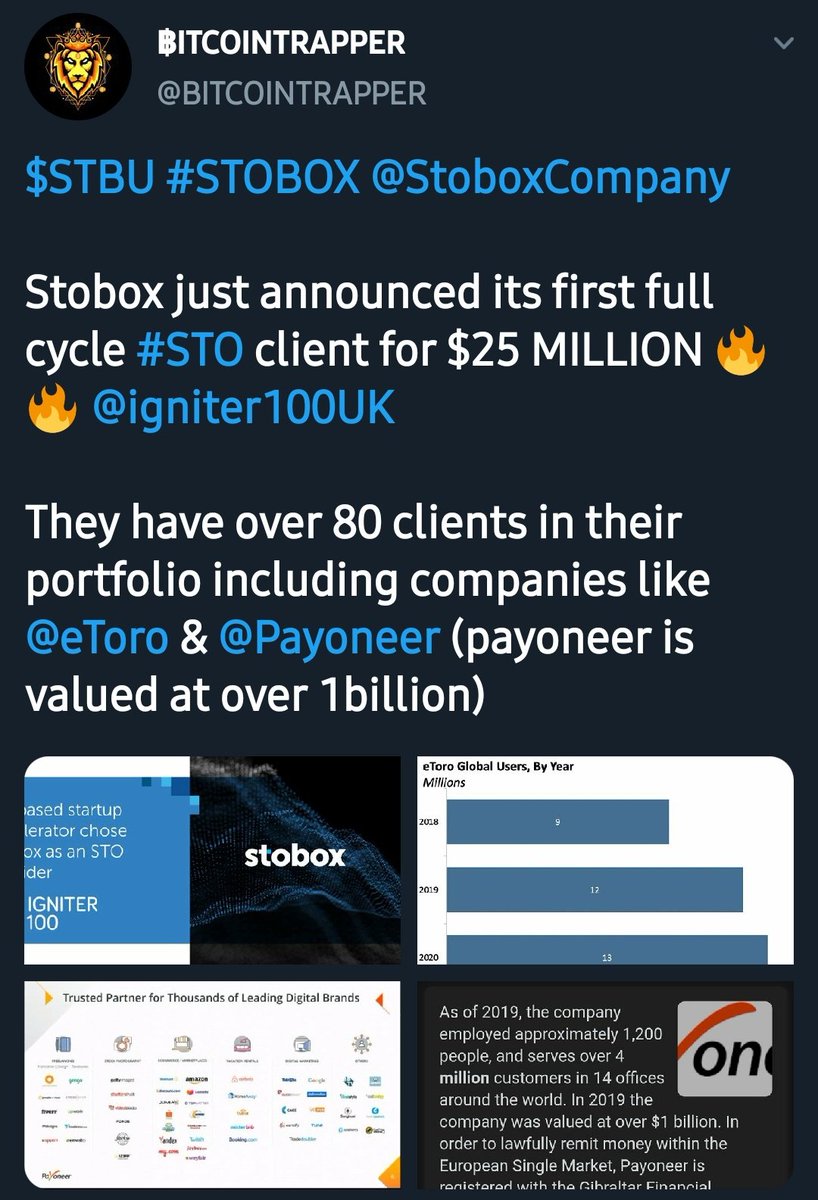  $STBU  #STOBOX  @StoboxCompany Stobox is an award winning company which already has a real world product. Real clients generating real revenue. Just launched its first STO for 25 million. Hard working team. This is definitely going to be a BIG ONE. Must BuyDextools rating- 99