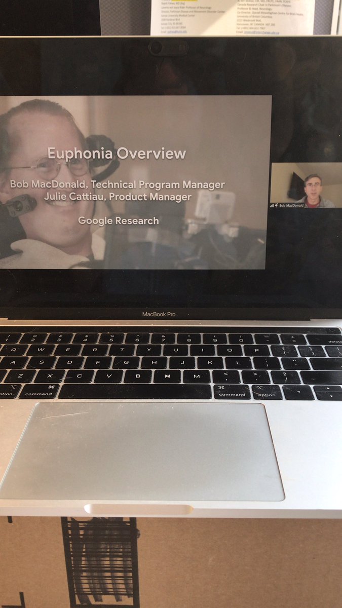 Eli_in_Brooklyn's tweet photo. Hearing about #ProjectEuphonia from Dr Lori Ramig of @LSVTGlobal and Dr. Bob MacDonald at @Google Exciting work is being done in the world of speech to text technology and Parkinson’s! @WorldPDCongress https://t.co/OQRCjJSPIK