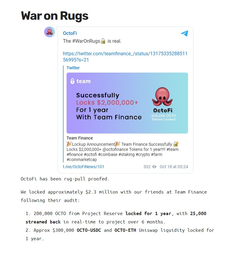  $OCTO  #OCTOFI  @octofinanceAnother low mcap Oracle gem which trades only on  #uniswap. The team keep developing and progressing and the hype around this one is here to stay and will only grow. Expecting to see this on tier one exchanges in 2021