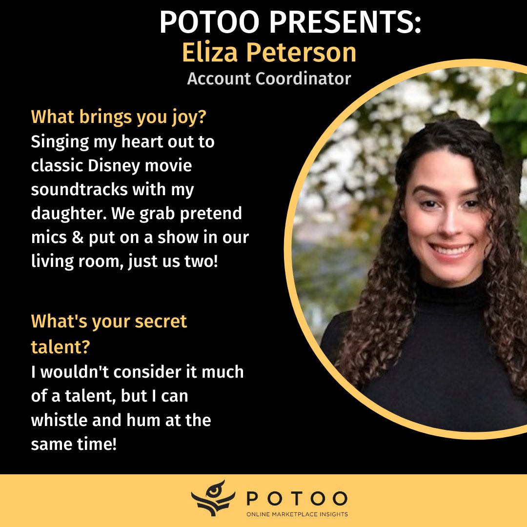 PotooLLC's tweet photo. Meet the Flock! ๐Eliza Peterson joins the team as an Account Coordinator. When sheโs not busy sharing key marketplace findings with our clients, sheโs sharing the mic with her daughter as our resident songbird! #meettheflock #MeetTheTeam #potoosolutions #accountteam #ourteam https://t.co/dIn4mrS7Q7