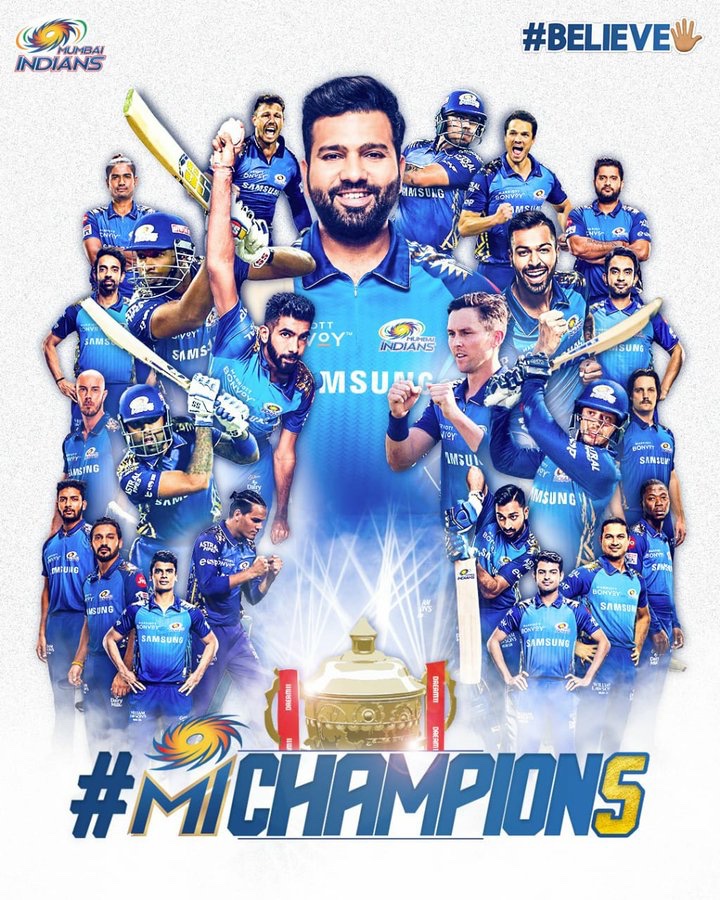 sachin_rt's tweet photo. What a victory by the boys! Complete domination by @mipaltan!

Well done to the players and the support staff who have continued from where they left off last year. 👏🏻

#MIvDC #IPLFinal https://t.co/ncRaxDUgLl