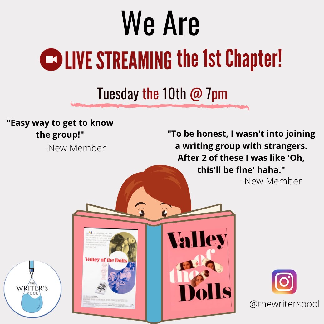 Tonight at 7pm PST on #instagram LIVE! #valleyofthedolls #writers #livestreaming #TuesdayBookBlog