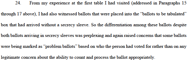 It appeared that officials might be discriminating between ballots according to which way the voter had voted: