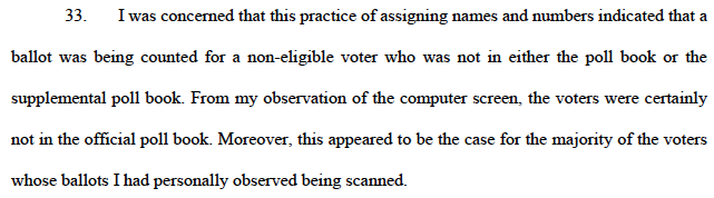 His observation was that *most* ballots did *not* match to an eligible voter, but were nevertheless processed:
