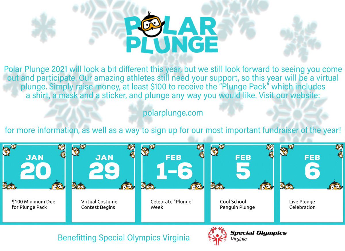 owen_longest's tweet photo. Brrrrrrring on the new year by participating in the Polar Plunge!! 🧊🔥

Hot or Cold, @SOlympicsVA wants you to take a plunge for an amazing cause! 

Sign up, and learn more about this years virtual plunge at https://t.co/FVOv8K5pB2

We hope to see you all PLUNGE🐧🧊#SRM435a https://t.co/YBM00Ibmk1