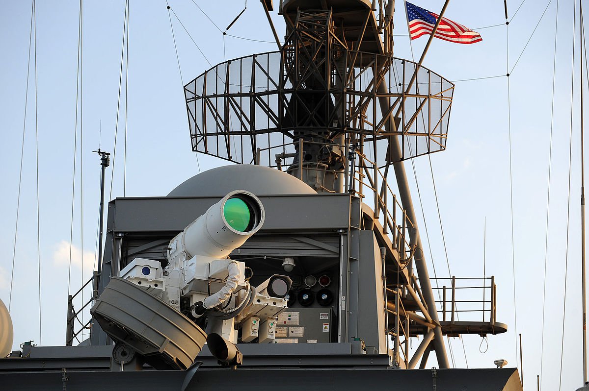 ...and nowadays the AN/SEQ-3 Laser Weapon System is on active duty aboard the USS Ponce. The 30KW laser is mainly used to target a new threat - drones and other UAVs. Why fire a $3 million missile at a $50 drone when a laser can zap it for a dollar?