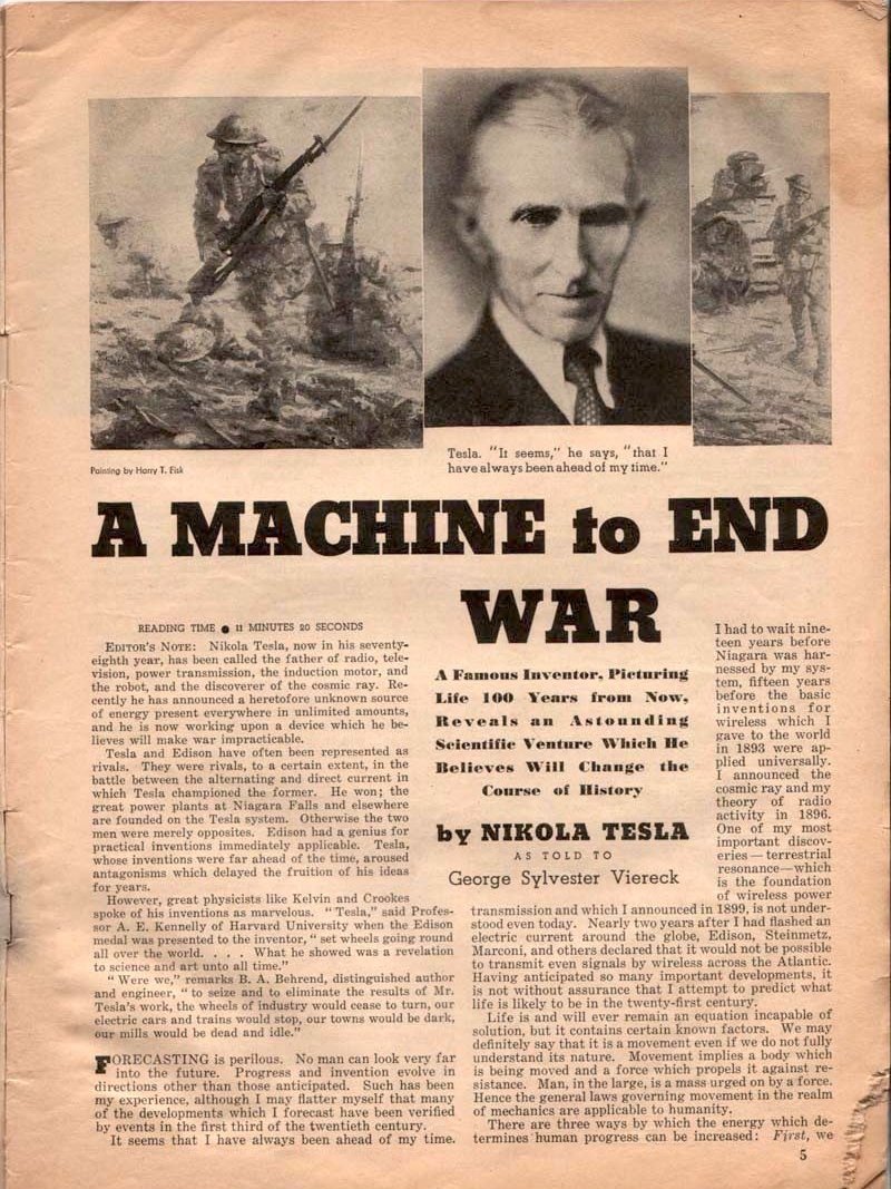 The West soon lost interested in the idea of death rays, but in Asia one of the first serious projects to develop a directed-energy weapon was inspired by Tesla. In the late 1930s Imperial Japan spent five years and millions of Yen trying to create a microwave battlefield weapon.