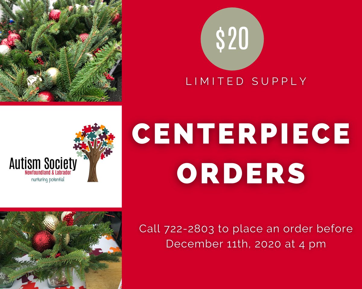 AutismSocietyNL's tweet photo. They're back! Our Christmas Centerpieces are open to orders. Call 722-2803 to order yours. We have a limited supply. So get them before they're gone! https://t.co/sj3jr52tvY