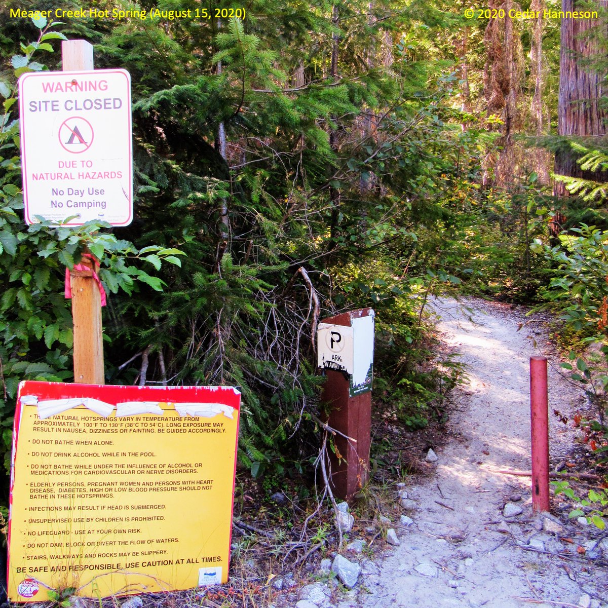 CedarHanneson's tweet photo. Meager Creek Hot Spring is closed (indefinitely) but I got to drive by the trailhead while doing fieldwork at #MountMeager on August 15, 2020. I'm happy that #geothermal research has ramped up again in the area. https://t.co/tVXsyasaXG