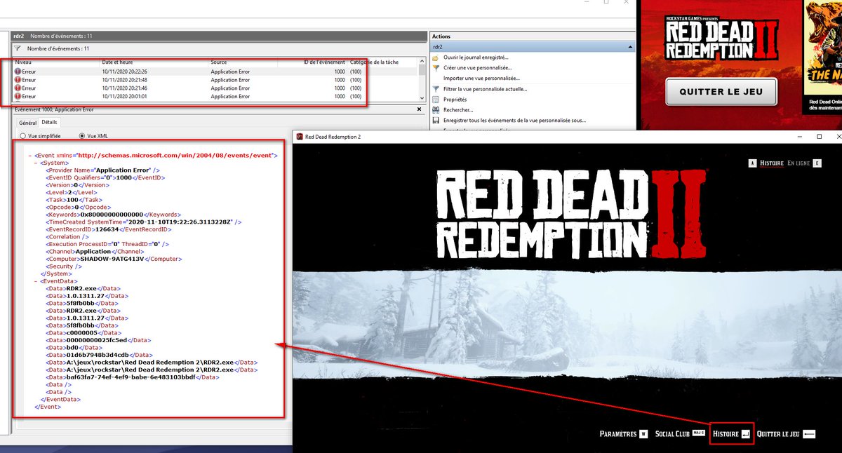 dogewouf's tweet photo. @RockstarSupport Hello, i bought RDR2 todat, PC version, it craches every time from start menu when i click on "Story". There is no error, it just closes. But an error is registered in Windows Eventy Logs. Impossible to play. What can i do ? https://t.co/Dv74s6QYOM