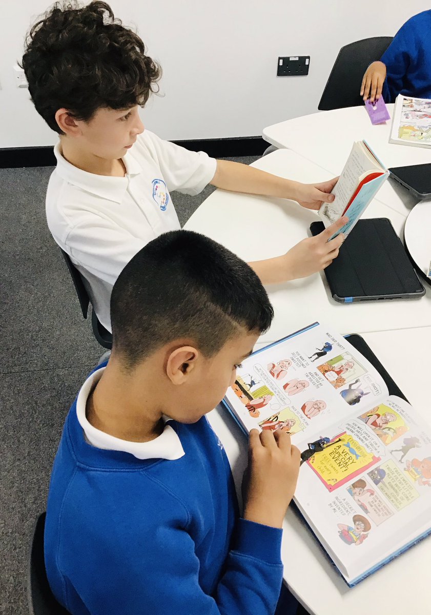 ms_hurst_'s tweet photo. Chilled out reading in 6W @ShacklewellE8 this afternoon! top hits; @PenelopeB’s graphic of The Witches (I 💙 the interpretation of grandmamma),  @alooghobi’s Stargazing, @neilhimself’s Art Matters, @rickriordan &amp; (always a fave) @First_News. What do 6S recommend, @MissReidMorgan? https://t.co/E4zISGoLms