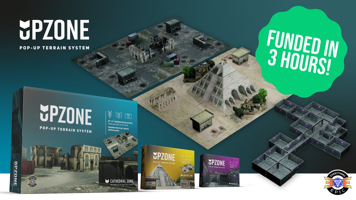 UpzoneWargaming's tweet photo. We are live, awarded a #ProjectWeLove by @kickstarter and funded in less then three hours! Make sure you check out the page so you don't miss out on all the EPIC rewards  😁🎲🧙‍♂️ https://t.co/17zyuTlRqq
#terrain #kickstarter #warhammer #tabletop #dungeonsanddragons #RPG https://t.co/wlIGv7EmOt